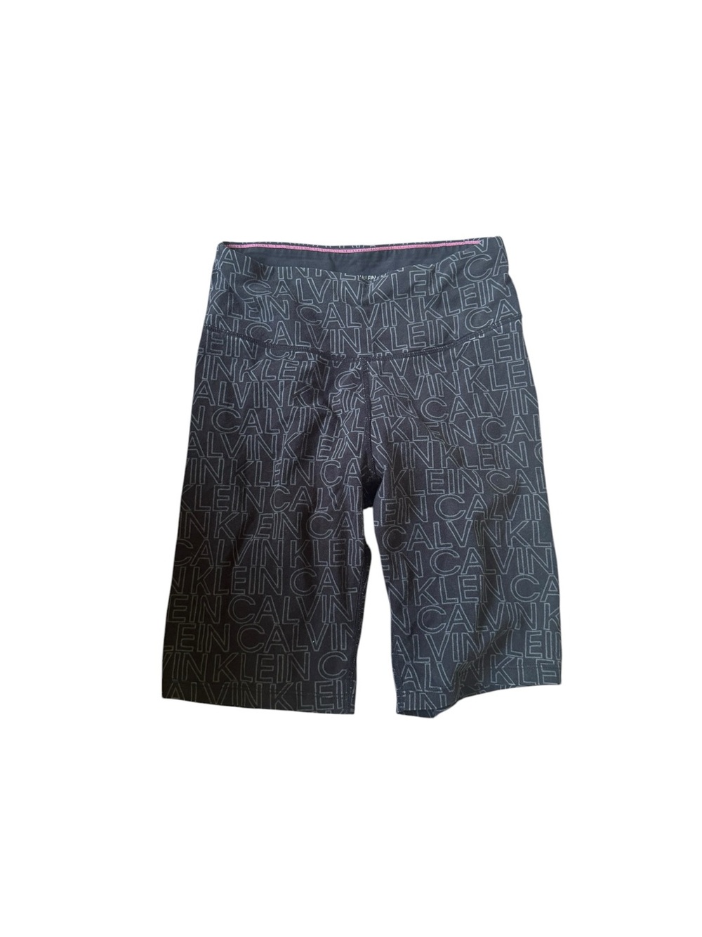 Calvin Klein Black Logo-Print Bike Shorts with Subtle Pink Waistband
